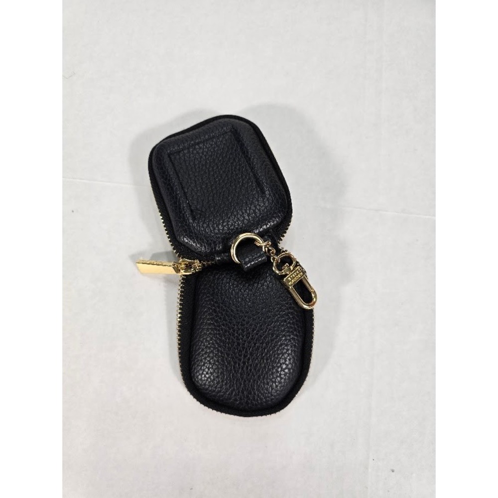 Steve Madden Black Key‎ Fob Case Keychain Coin Purse Wallet Gold Hardware